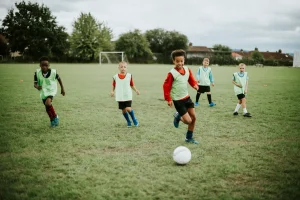 Boys football coaching with Coach Ciarán in Brockwell Park